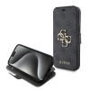 Guess 4G Big Metal Logo Book Wallet Case hoesje voor Apple iPhone 15 - Grijs 0
