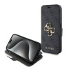 Guess 4G Big Metal Logo Book Wallet Case hoesje voor Apple iPhone 15 Pro - Grijs 0