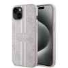 Guess 4G Printed Stripes Hard Case Back Cover hoesje met MagSafe voor Apple iPhone 15 - Roze 0