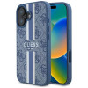 Guess 4G Printed Stripes Hard Case Back Cover hoesje met MagSafe voor Apple iPhone 16 - Blauw 0
