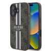 Guess 4G Printed Stripes Hard Case Back Cover hoesje met MagSafe voor Apple iPhone 16 - Bruin 0