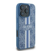Guess 4G Printed Stripes Hard Case Back Cover hoesje met MagSafe voor Apple iPhone 16 Pro - Blauw 3