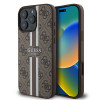 Guess 4G Printed Stripes Hard Case Back Cover hoesje met MagSafe voor Apple iPhone 16 Pro - Bruin 0