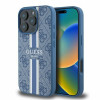 Guess 4G Printed Stripes Hard Case Back Cover hoesje met MagSafe voor Apple iPhone 16 Pro Max - Blauw 0