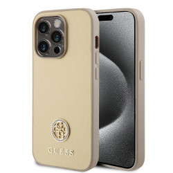 Guess 4G Strass Metal Logo Hard Case Back Cover hoesje voor Apple iPhone 15 Pro - Goud