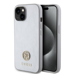 Guess 4G Strass Metal Logo Hard Case Back Cover hoesje voor Apple iPhone 15 - Zilver