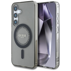 Guess IML Rhinestones Back Cover hoesje met MagSafe voor Samsung Galaxy S25 - Zwart