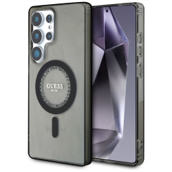 Guess IML Rhinestones Back Cover hoesje met MagSafe voor Samsung Galaxy S25 Ultra - Zwart