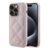 Guess Quilted Puffed Metal Logo Back Cover hoesje voor Apple iPhone 15 Pro - Roze 0