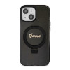 Guess Ring Stand Script Glitter Back Cover hoesje met MagSafe voor Apple iPhone 15 - Zwart 2