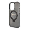 Guess Ring Stand Script Glitter Back Cover hoesje met MagSafe voor Apple iPhone 15 Pro - Zwart 4