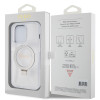 Guess Ring Stand Script Glitter Back Cover hoesje met MagSafe voor Apple iPhone 15 Pro Max - Transparant 5