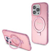 Guess Ring Stand Script Glitter Back Cover hoesje met MagSafe voor Apple iPhone 15 Pro - Roze 0
