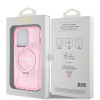Guess Ring Stand Script Glitter Back Cover hoesje met MagSafe voor Apple iPhone 15 Pro - Roze 6