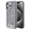 Guess Sequin Script Metal Back Cover hoesje voor Apple iPhone 15 Pro - Zilver 0