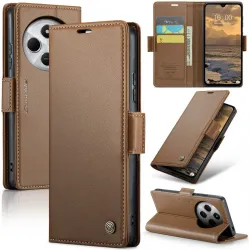 CASEME Litchi Texture Book Wallet Case hoesje voor Xiaomi Redmi 14C / Xiaomi Poco C75 - Bruin