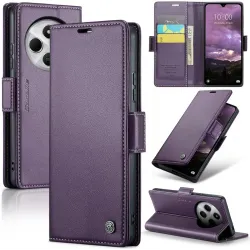 CASEME Litchi Texture Book Wallet Case hoesje voor Xiaomi Redmi 14C / Xiaomi Poco C75 - Paars