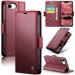 CASEME Litchi Texture Book Wallet Case hoesje voor Apple iPhone 17e/16e - Rood