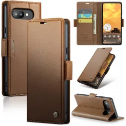 CASEME Litchi Texture Book Wallet Case hoesje voor Google Pixel 9a - Bruin