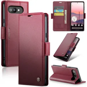 CASEME Litchi Texture Book Wallet Case hoesje voor Google Pixel 9a - Rood