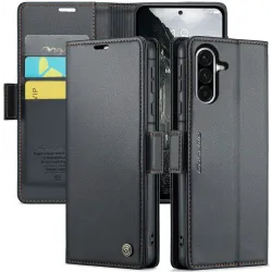 CASEME Litchi Texture Book Wallet Case hoesje voor Samsung Galaxy A36 - Zwart