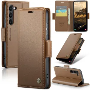 CASEME Litchi Texture Book Wallet Case hoesje voor Samsung Galaxy S25 - Bruin