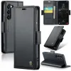 CASEME Litchi Texture Book Wallet Case hoesje voor Samsung Galaxy S25 - Zwart