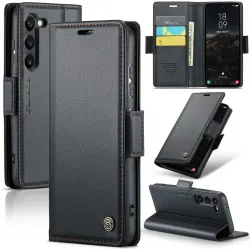 CASEME Litchi Texture Book Wallet Case hoesje voor Samsung Galaxy S25 - Zwart