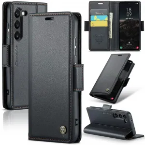 CASEME Litchi Texture Book Wallet Case hoesje voor Samsung Galaxy S25 - Zwart