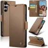 CASEME Litchi Texture Book Wallet Case hoesje voor Samsung Galaxy S25 Plus - Bruin