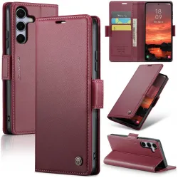 CASEME Litchi Texture Book Wallet Case hoesje voor Samsung Galaxy S25 Plus - Rood