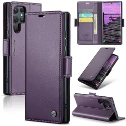 CASEME Litchi Texture Book Wallet Case hoesje voor Samsung Galaxy S25 Ultra - Paars