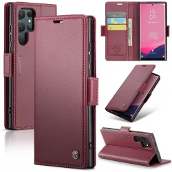 CASEME Litchi Texture Book Wallet Case hoesje voor Samsung Galaxy S25 Ultra - Rood