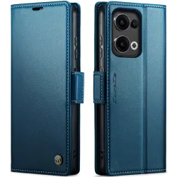 CASEME Litchi Texture Book Wallet Case hoesje voor Oppo Reno13 - Blauw