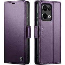 CASEME Litchi Texture Book Wallet Case hoesje voor Oppo Reno13 - Paars