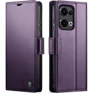 CASEME Litchi Texture Book Wallet Case hoesje voor Oppo Reno13 - Paars
