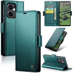 CASEME Litchi Texture Book Wallet Case hoesje voor Oppo Reno13 F 4G/5G / Reno13 FS 5G - Groen
