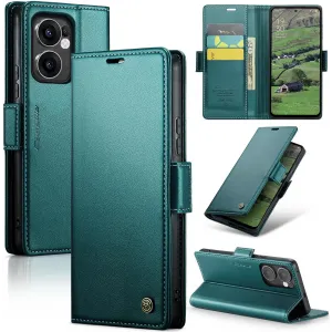 CASEME Litchi Texture Book Wallet Case hoesje voor Oppo Reno13 F 4G/5G / Reno13 FS 5G - Groen