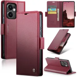 CASEME Litchi Texture Book Wallet Case hoesje voor Oppo Reno13 F 4G/5G / Reno13 FS 5G - Rood