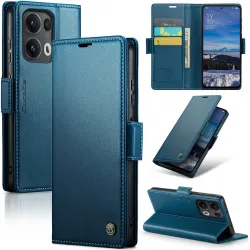 CASEME Litchi Texture Book Wallet Case hoesje voor Oppo Reno13 Pro - Blauw
