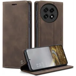 CASEME Retro Texture Book Wallet Case hoesje voor OnePlus 13 - Donkerbruin