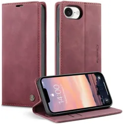 CASEME Retro Texture Book Wallet Case hoesje voor Apple iPhone 17e/16e - Bordeaux