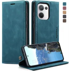 CASEME Retro Texture Book Wallet Case hoesje voor Oppo Reno13 - Blauw