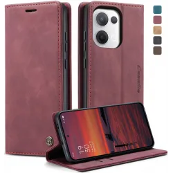 CASEME Retro Texture Book Wallet Case hoesje voor Oppo Reno13 - Bordeaux