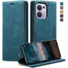 CASEME Retro Texture Book Wallet Case hoesje voor Oppo Reno13 F 4G/5G / Reno13 FS 5G - Blauw