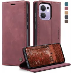 CASEME Retro Texture Book Wallet Case hoesje voor Oppo Reno13 F 4G/5G / Reno13 FS 5G - Bordeaux