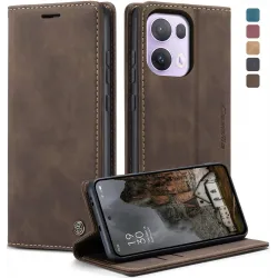 CASEME Retro Texture Book Wallet Case hoesje voor Oppo Reno13 Pro - Donkerbruin
