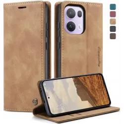CASEME Retro Texture Book Wallet Case hoesje voor Oppo Reno13 Pro - Lichtbruin