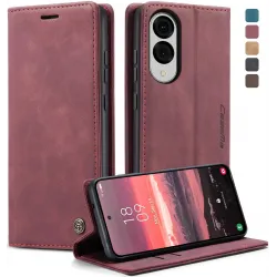 CASEME Retro Texture Book Wallet Case hoesje voor Samsung Galaxy S25 Edge - Bordeaux