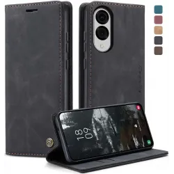 CASEME Retro Texture Book Wallet Case hoesje voor Samsung Galaxy S25 Edge - Zwart